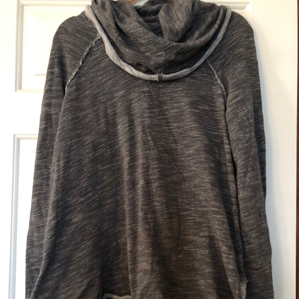 Free People Gray Marled Cowl Neck Top